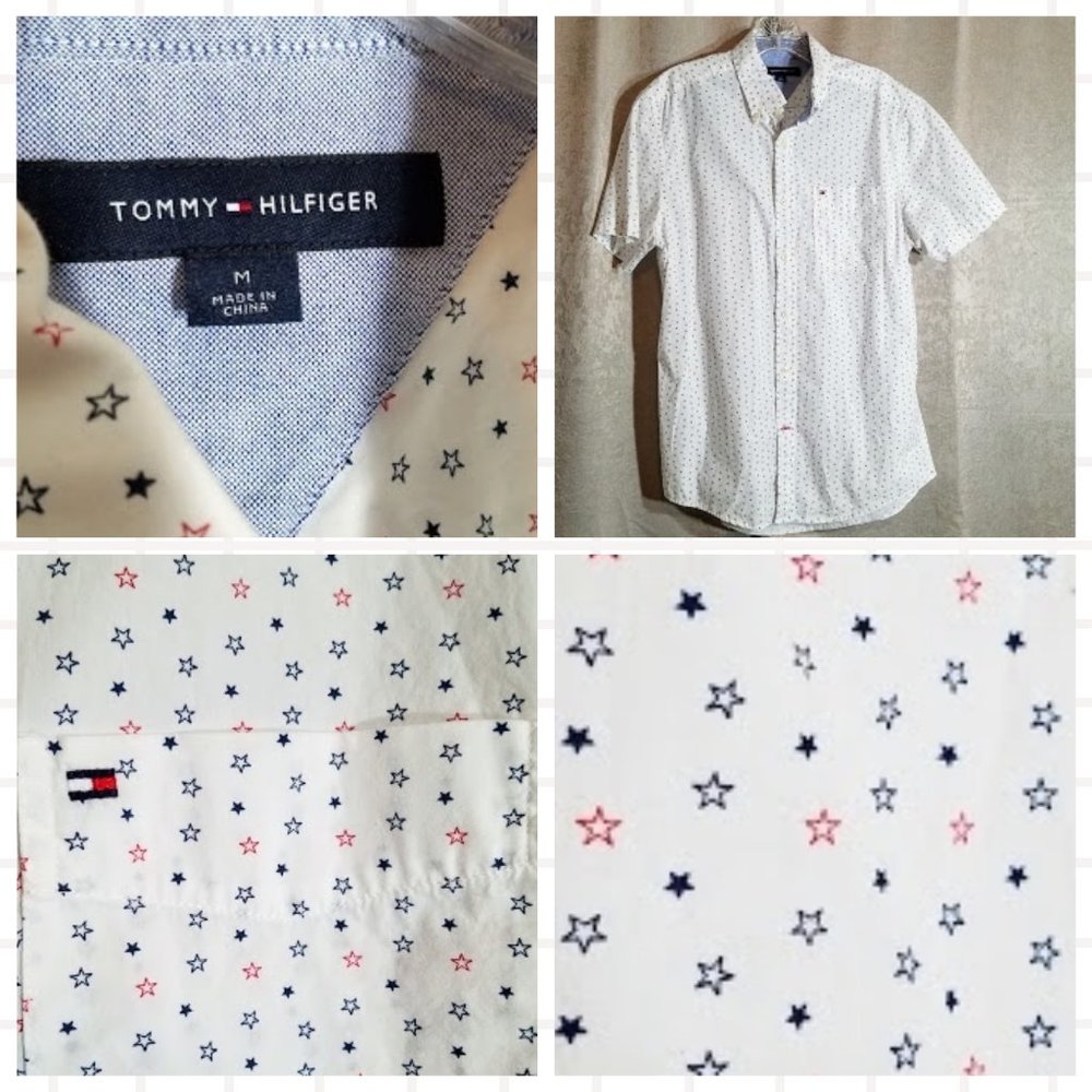 Tommy HIlfiger Star Print Button Up Shirt sz M